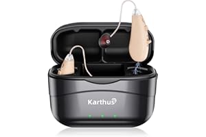 Karthus OTC Hearing Aids for Seniors with Hearing Loss, Rechargeable Lightweight RIC Hearing Amplifiers with Noise Cancelling & Clear Sound, 16-Channel Digital DSP, 7 Level Volume, Easy to Use, Black