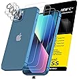 NEW'C 3x for iPhone 13 Screen Protector (6.1 inches)+ 3x Camera Lens Protector, Sensor Protection + Dust Plug - Case Friendly Tempered Glass Film, Ultra Resistant