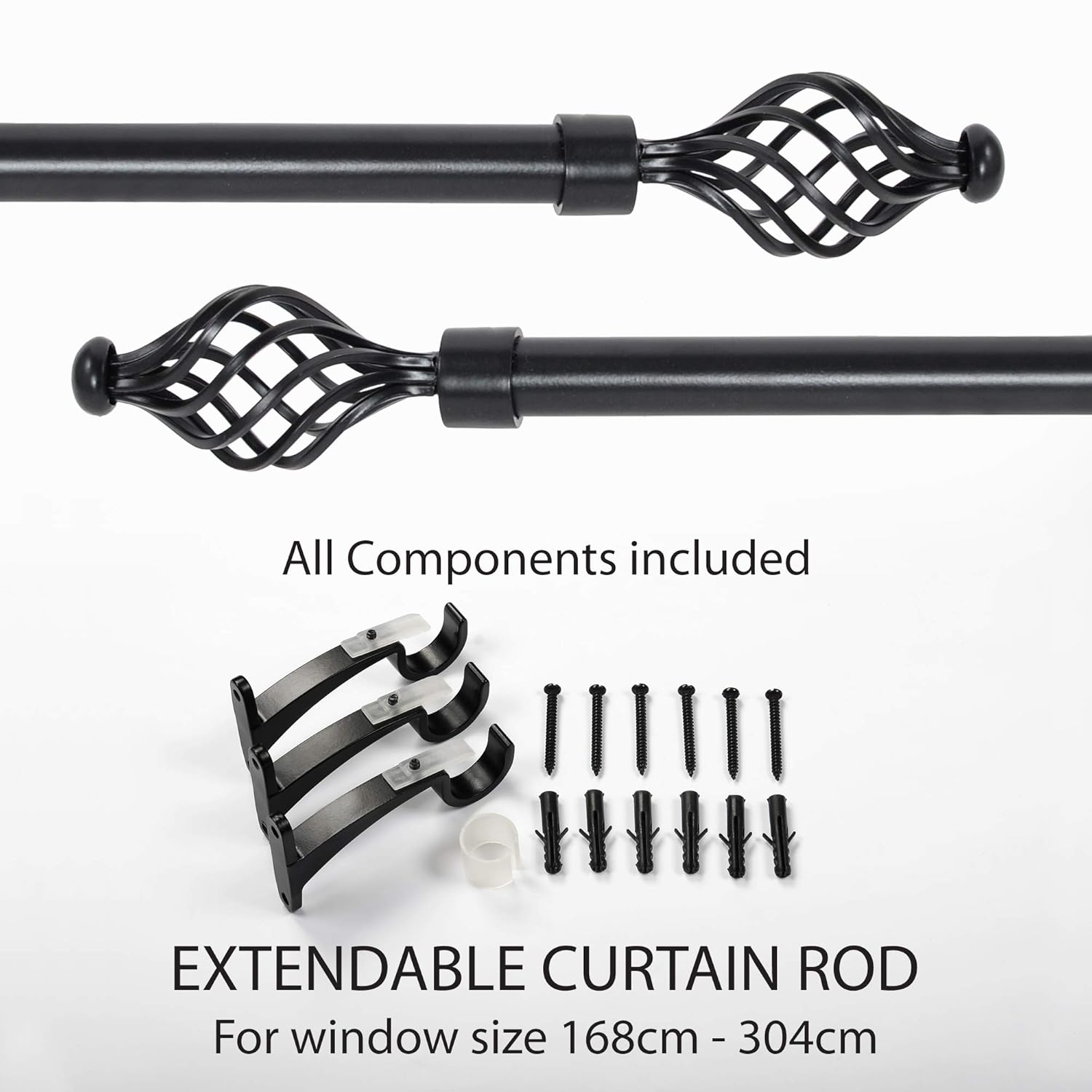 Buy Deco Essential Swirl Iron 66 120 Extendable Curtain Rod
