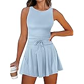 Caracilia Women's Tennis Mini Dresses 2026 Summer Sleeveless Built in Shorts Golf Athletic One Piece Active Romper Dress