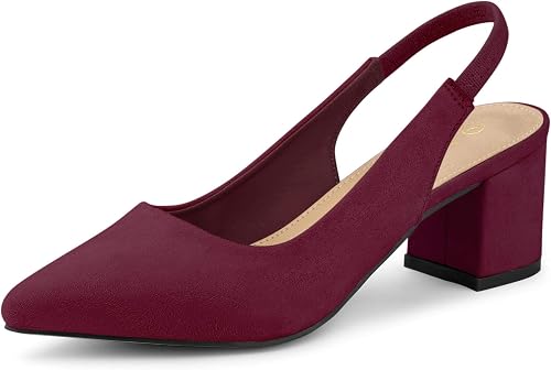 burgundy block heel pumps