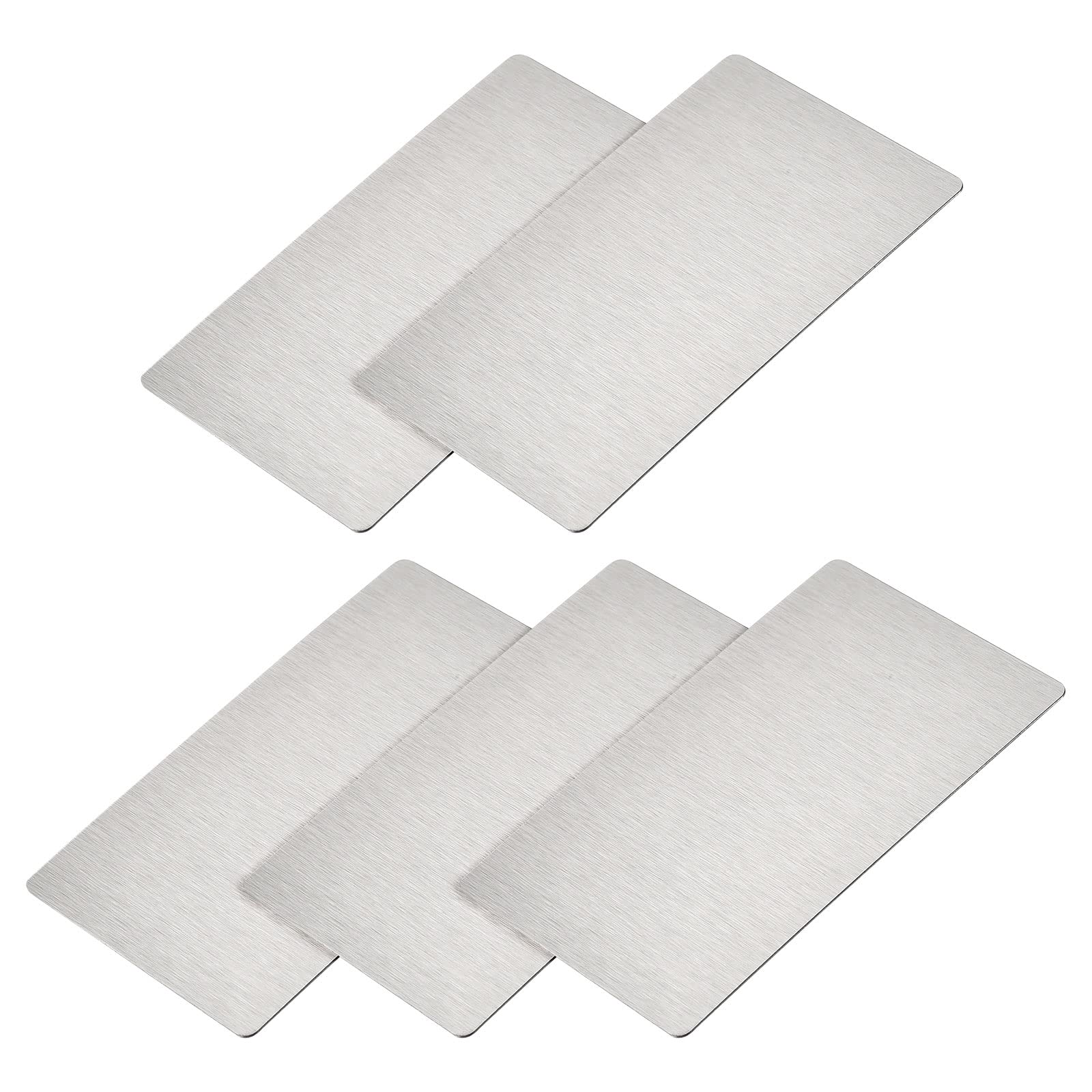 METALLIXITY Blank Metal Card (100mm x 60mm x 0.4mm) 5Pcs, Plated 201 Stainless Steel Nameplate - for Home Indoor DIY Signage Etching, Silver Tone