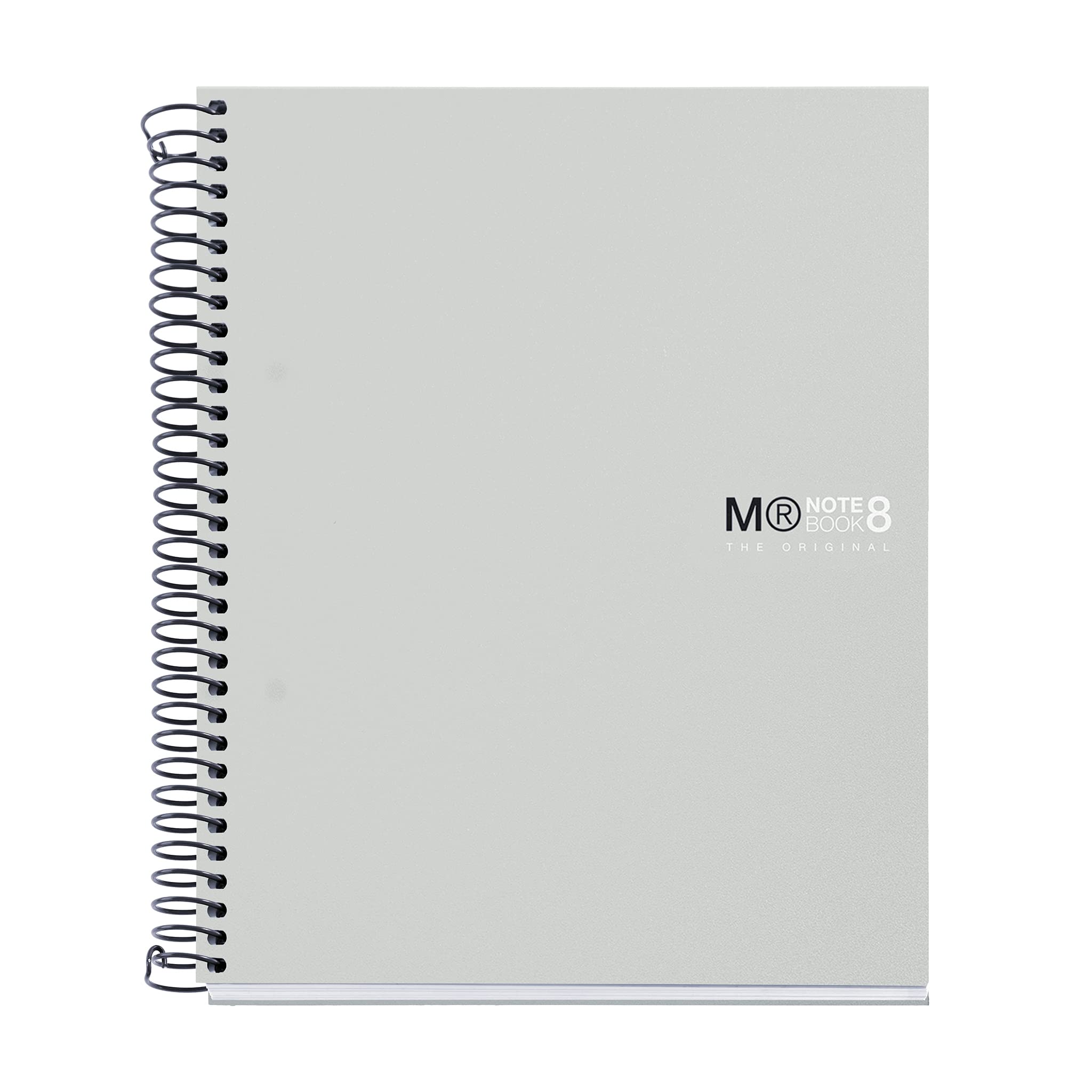 Miquelrius - The Original Notebook, 8 Stripes of Colours, A5, 200 Sheets of 7 mm, 70 g Micro-Perforated Paper, 2 Drills, Opaque Polypropylene Cover, Grey