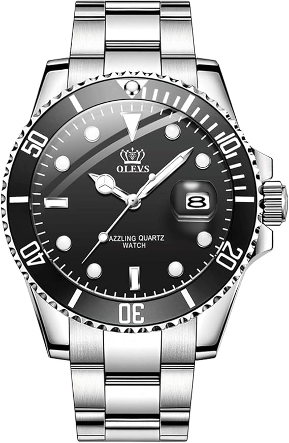 Amazon Rorios Watch 腕時計 メンズ ビジネス 日付 夜光 反時計回りに回転可能 防水 ダイビング 水泳 多機能 クオーツ 時計 おしゃれ ファッション 人気 ウオッチ カジュアル 通勤 ブラック メンズ腕時計 腕時計 通販