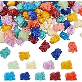 Hobbspring 100Pcs Artificial Vivid Elephant Beads Synthetic Elephant Coral Beads Elephant Shaped Charm Spacer Beads Bulk for Jewerly Decorations Craft Kits Making DIY