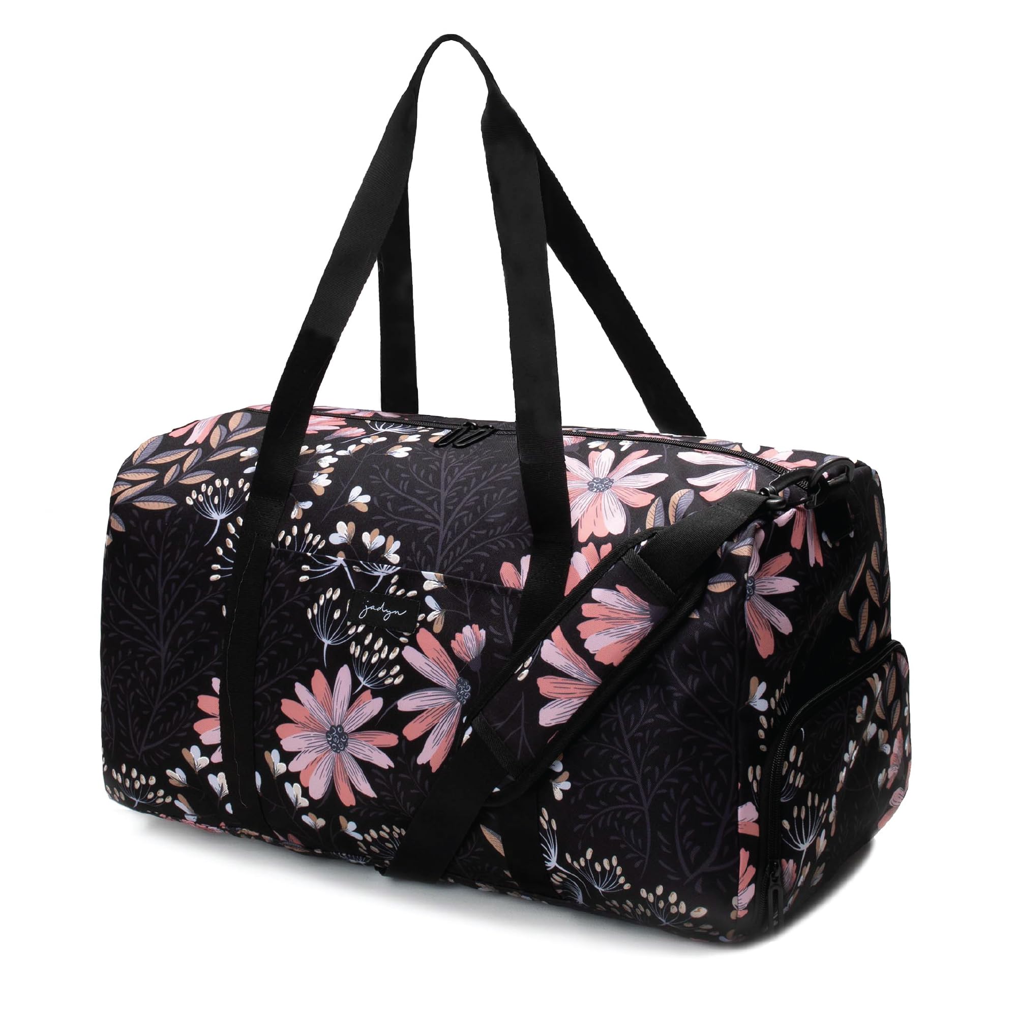 Jadyn 22" Women's Large Duffel/Weekender Bag with Shoe Pocket, Travel Bag, Black Floral, L, Weekender