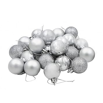 COOLWEST 24-teilig Weihnachtskugel-Set Weihnachtskugeln Christbaumkugeln Weihnachtsbaumschmuck Baumkugeln (Silber) MEHRWEG