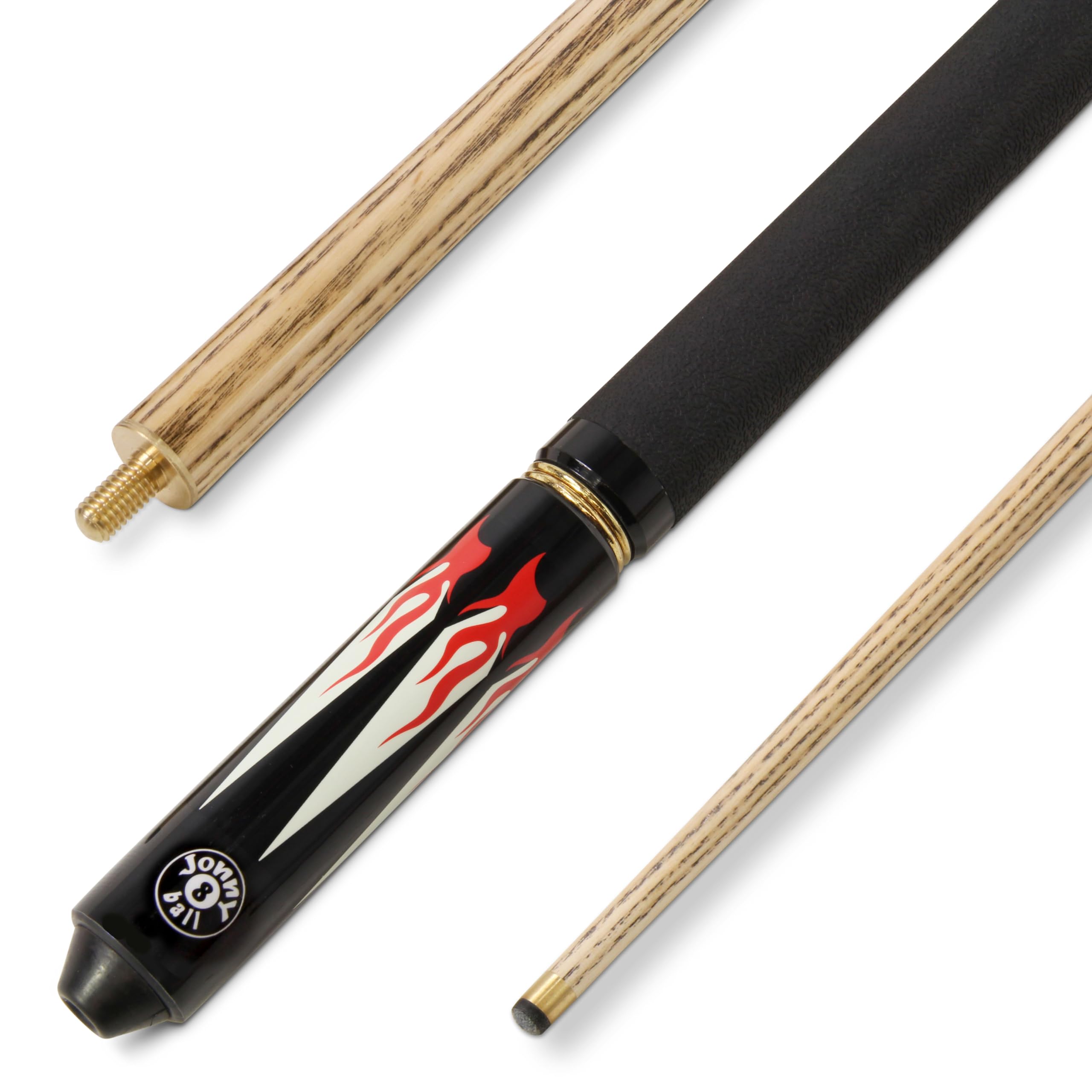 Jonny 8 Ball Adjustable 4 Piece 57 Inch Ash English Pool Cue 8mm Tip - Shorten to 45 Inches (Flame)