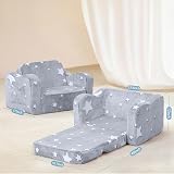 MeMoreCool Kids Couch Sofa Folding Toddler Chair Bed Grey view 3