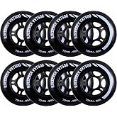 Rollerex VXT500 Inline Skate Wheels (8-Pack) (Various Size &amp; Color Options Available) -Indoor Outdoor- Intended for Roller Blade Wheel Replacement