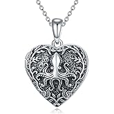 Shusukue Heart Locket Photos Necklace 925 Sterling Silver Pendant With Picture for Women Photos Heart Shape Necklaces Valentine's Day Jewelry Gift