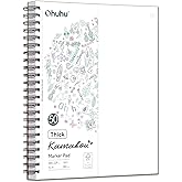 Ohuhu 9"x12" Double-Sided Bleedproof Marker Pad Art Sketchbook 50 Sheets | Large Sketch Book - 160 LB/280 GSM Smooth Drawing Paper - 50 Sheets/100 Pages - Spiral-Bound Sketch Pad for Alcohol Markers