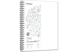 Ohuhu Double-Sided Marker Pad, Bleedproof Art Sketchbook – 9"x12" Large, 160 lb/280 gsm Heavyweight Smooth Paper – 50 Sheets/