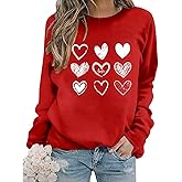 Valentine Sweatshirts for Women Heart Sweatshirt Cute Valentine Shirt Valentines Day Long Sleeve Pullover Top
