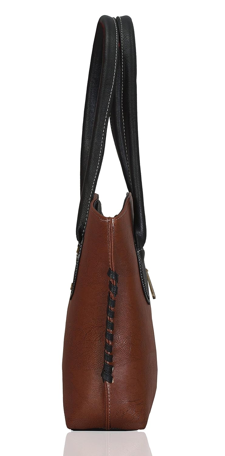 fantosy women's handbag (brown and black) (fnb-427)