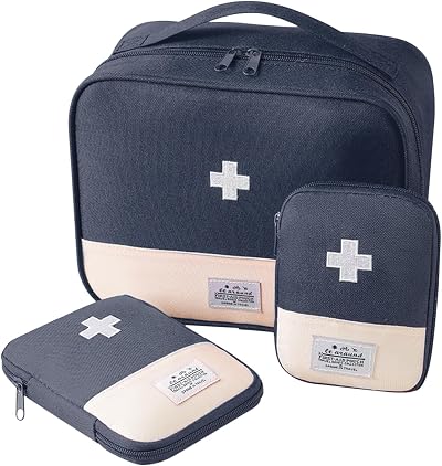 Bncxdc First Aid Bag 3 Pieces Oxford Waterproof Medical Kit Dark Blue