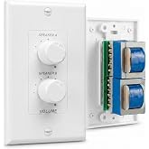 In Wall Speaker Volume Control - Home Audio Smart 2-Channel A/B Dual Channel Speakers Controller Selector Pod Box - Rotary Knob Fader Control Up to (2) Pair of Indoor or Outdoor Speakers - Pyle PVCD15