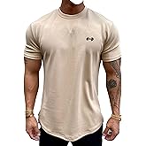 Lingt Chic Men's Muscle Fit Longline Bodybuilding Workout Casual Fashion Short Sleeve T-Shirt