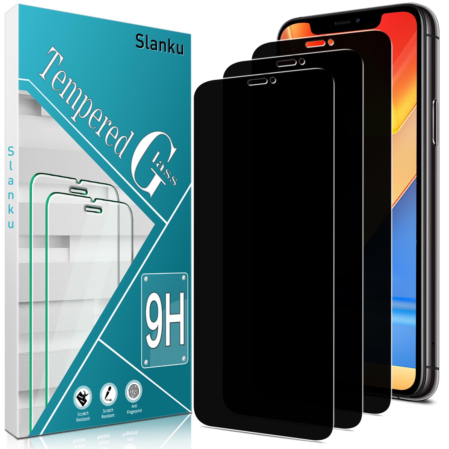 Slanku 3 Pack for iPhone 11, iPhone XR Privacy Screen Protector, 6.1-Inch, Full Coverage, 9H Tempered Glass Film, Anti Spy, Anti Scratch, NO Bubbles, Easy To Install
