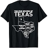 Five States of Texas - Funny Maps of Dallas Houston Austin Short Sleeve T-Shirt
