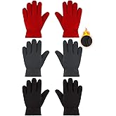 SATINIOR 3 Pairs Winter Fleece Gloves Kids Soft Warm Mitten for Boys Girls Full Fingers Outdoors Activities 5-12 Year