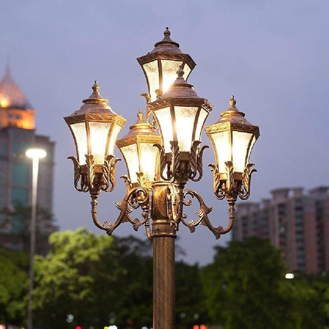 Post Lights Garden, 5heads Victorian Outdoor Landscape High Pole
