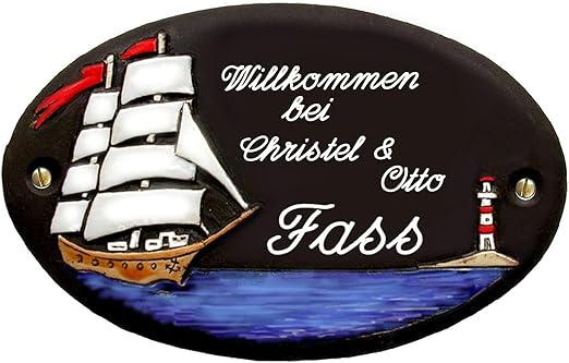 Amazon De Maritimes Keramik Turschild Mit Segelschiff