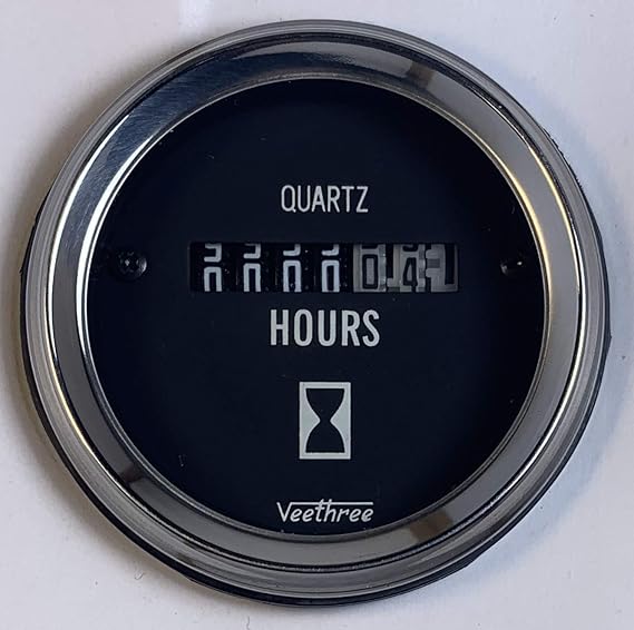 Veethree Hour Meter (Chrome/Black) Automotive