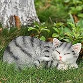 GoodAssy Cat Statue for Garden Outdoor Statue Decor, Garden Cat Statues Decor for Patio, Lawn, Yard Ornament, Sleeping Cat Statue Resin Decoration for Home, Table & Porch, Gift for Mom