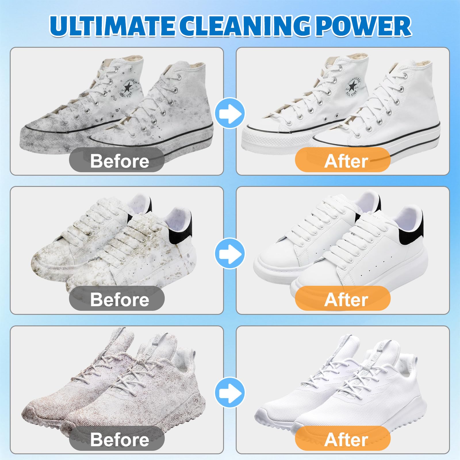 Jevvu Shoe Cleaner, 6.76fl.oz Sneaker Cleaner Foam for Removing Stains and Dirt, Shoe Cleaning Kit for White Shoes