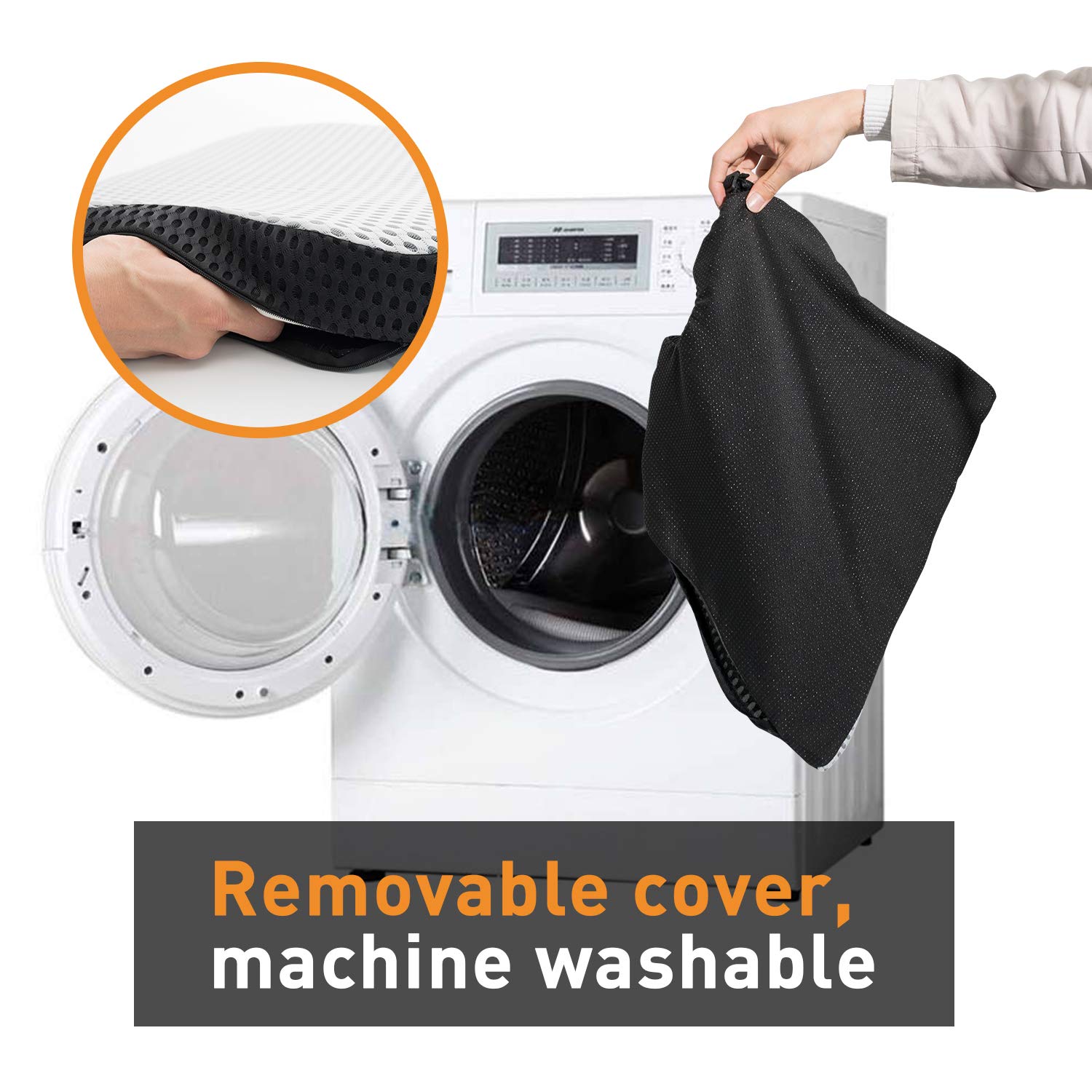 Dreamer Car Wedge Seat Cushion with Strap -Memory Foam Coccyx Wedge Pad -Orthopedic Support and Pain Relief for Lower Back, Tailbone, Coccyx and Hips-Off White