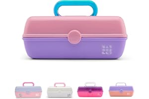 Caboodles Pretty in Petite Makeup Box, Hard Plastic Organizer Box, 2 Swivel Trays, Fashion Mirror, Secure Latch for Safe Travel