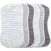 MUKIN Baby Muslin Burp Cloth Set of 6, Ultra Soft Absorbent Thick Cotton Burping Cloths for Unisex Newborn Babies, 20'' by 10'' Neutral Milk Spit Up Rags Boys Girls - Baby Must Haves. (Gradient Grey)