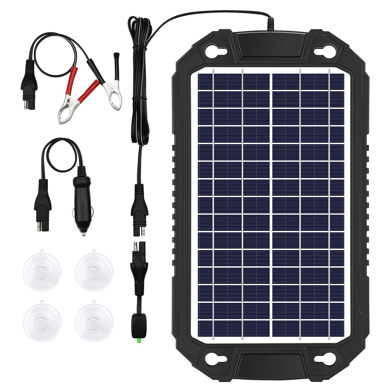 Sunway Solar Car Battery Trickle Charger & Maintainer 8W 12V Waterproof Solar Panel Power Charging Kit for Car Automotive RV Marine Boat Motorcycle Truck Trailer Tractor Powersports Snowmobile