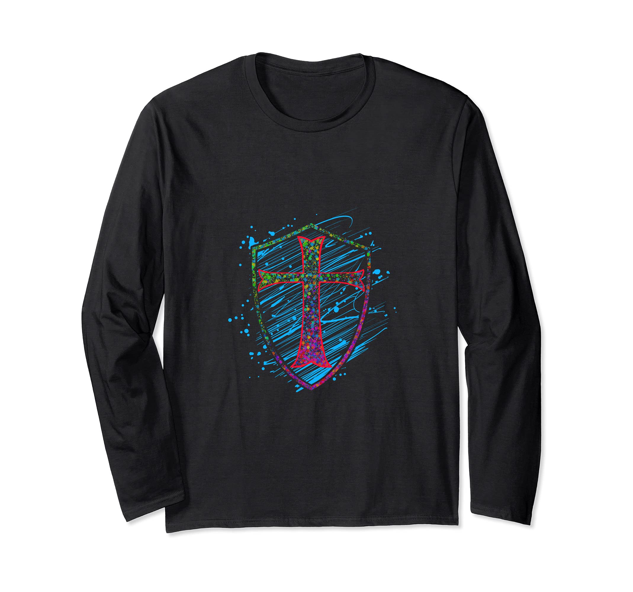 Knight Templar Shield And Cross Long Sleeve T-Shirt