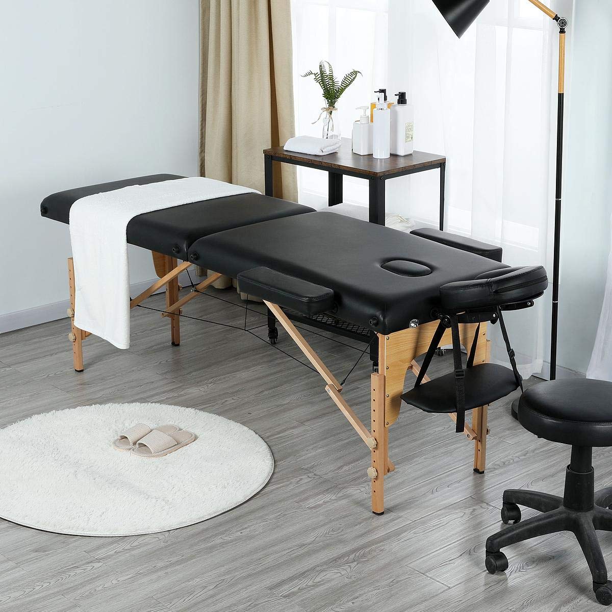 Yaheetech Massage Table Portable Massage Bed Massage Therapy Table Spa Bed 84 Inch Adjustable 2 Fold Salon Bed Face Cradle Bed Black : Beauty
