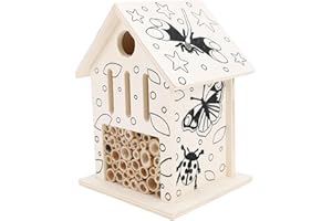 Wooden Bee House, Wooden Mason Arthropod Bee Butterfly House Premium Weatherproof Arthropod Hotel Bee Home Box for Garden, Id