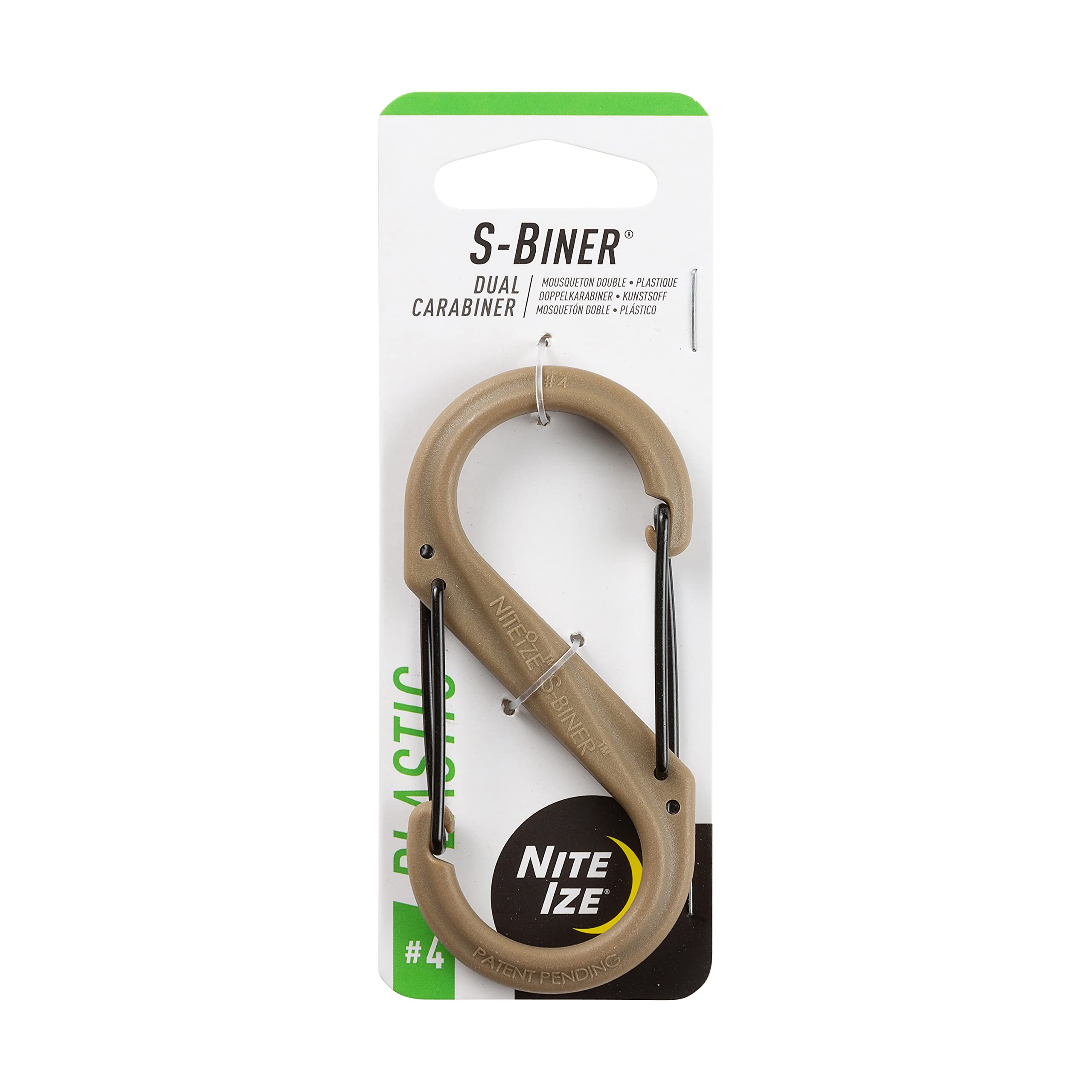 Nite Ize S-Biner Size-4 Dual Carabiner, Strong Plastic, Coyote