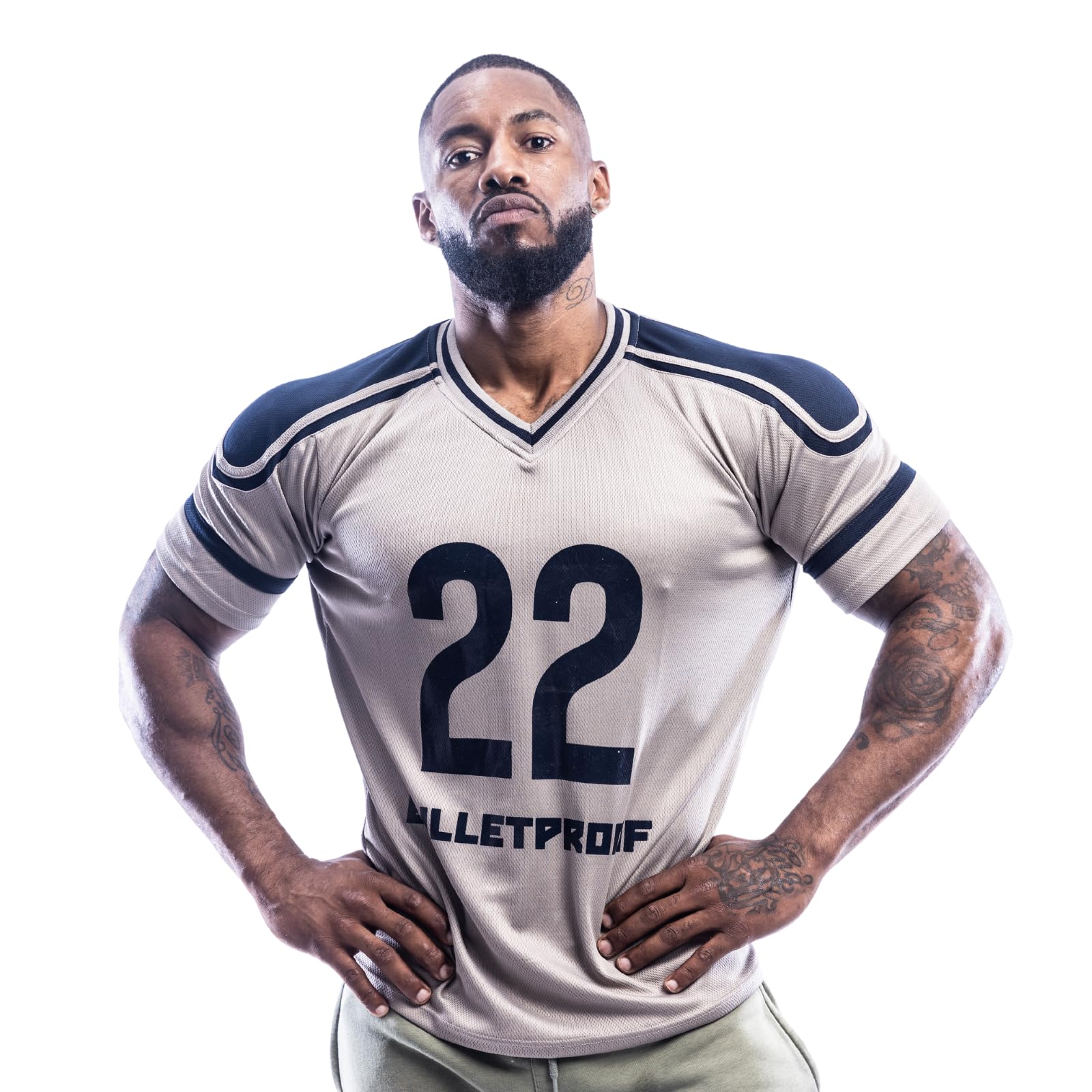 Mens Oversized T-Shirt American Football Style Top Jersey 100% Polyester Team Shirt (Grey and Navy, Medium) โ image 1