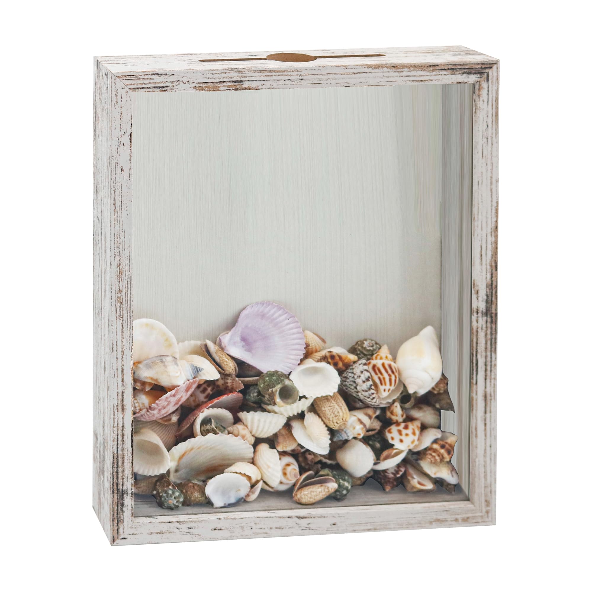FramePro Ticket Stub Shadow Box Frame with Slot Wine Cork Case White 8x10 Display Memory and Keepsake Deep Picture Frame — image 1
