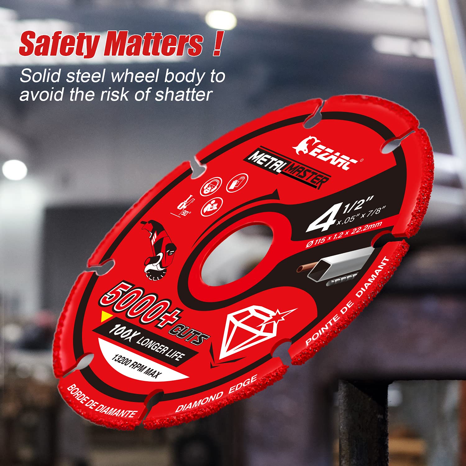 EZARC Diamond Cutting Wheel 4-1/2 x 7/8 Inch for Metal, Cut Off Wheel with 5000+ Cuts on Rebar, Steel, Iron and INOX: Industrial & Scientific