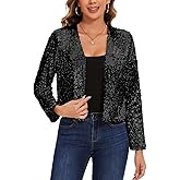MINTLIMIT Sequin Cropped Cardigan for Women Long Sleeve Open Front Party Shiny Glitter Bolero Shrug Sparkly Jacket Coat