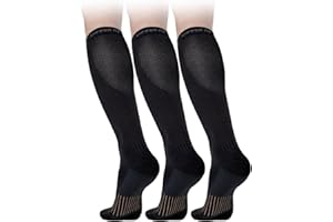 Copper Fit® Energy Compression Socks (3 Pack) | Easy On, Off | Circulation & Swelling Relief | Ideal for Travel, Nurses, Running, & Recovery | Men & Women
