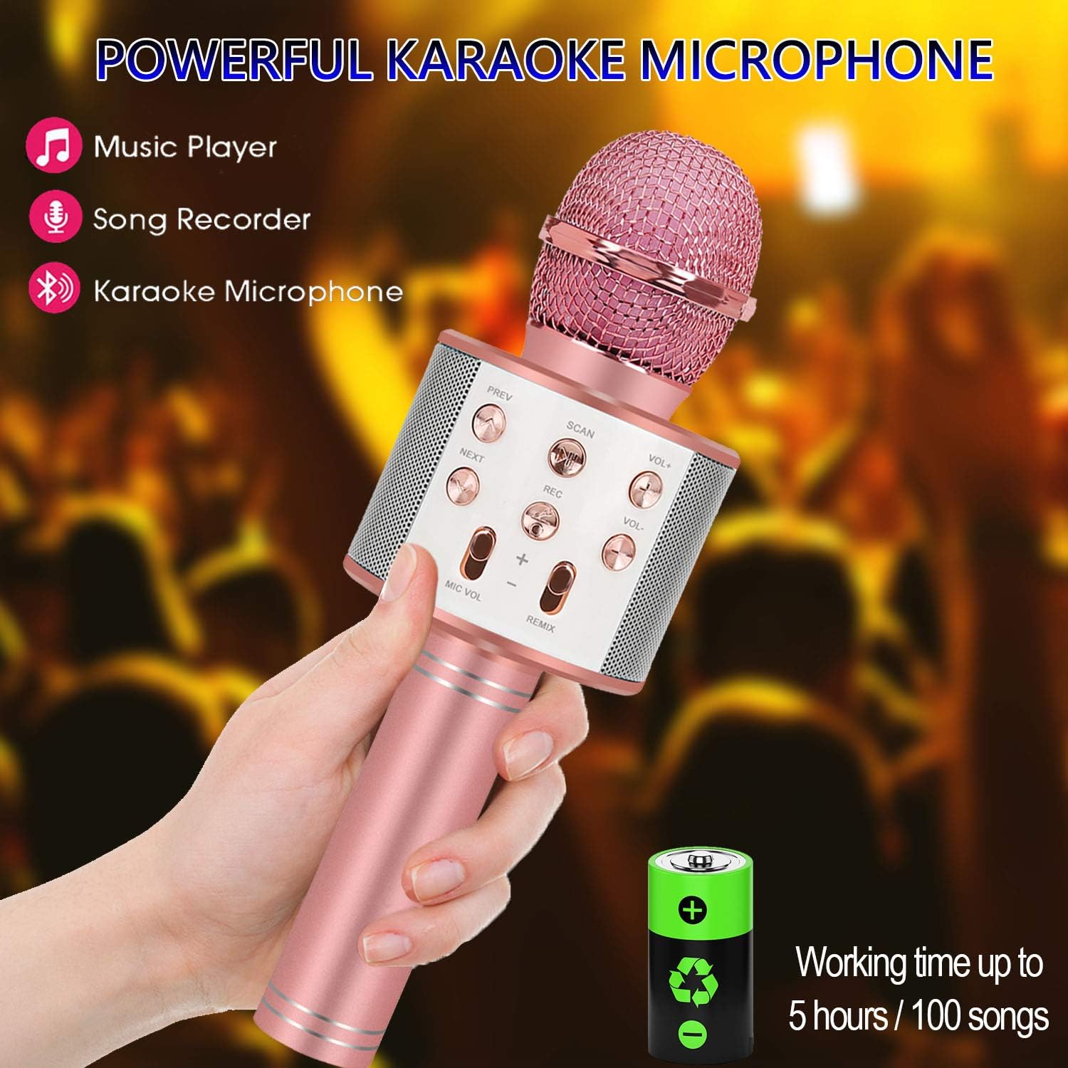 Toys For 7 8 9 10 11 Years Old Girls,Best Present Gifts For 6-15 Years Old Girl Boy,Bluetooth Wireless Karaoke Machine, Party Favor for Teen Boys Girls Toys Age 4-12 Gifts Toys for Teens Boy Rose Gold: Toys & Games