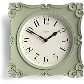 JONES CLOCKS&reg; Rialto wall Clock | Ornate Square Clock | 10" | Sage Green | Vintage style ideal for the living room or bedroom
