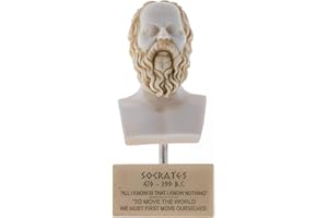 BEAUTIFUL GREEK STATUES Greek Philosopher Socrates Bust Alabaster Statue Gold Tone Sculpture Athens Academy Marble Base