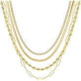 MFRYK Gold/Silver Necklaces Stack For Women,14K Gold/Sterling Silver Plated Simple Layered Choker Necklaces For Women,Stackable Multilayer Pearl Cross Disc Circle Pendant Cuban Herringbone Snake Paperclip Chain Necklaces Set Jewelry Gift for Women