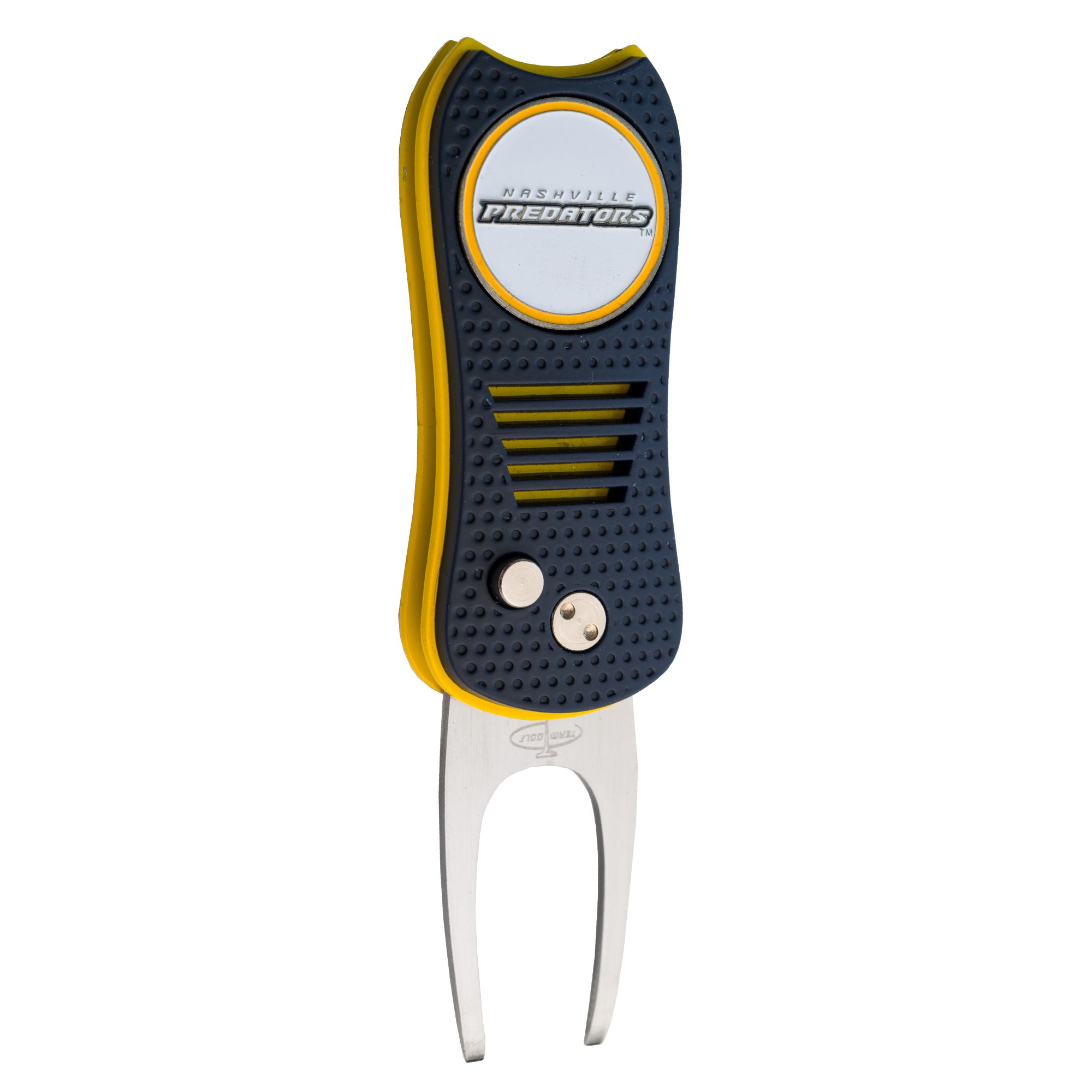 Team Golf NHL Nashville Predators Retractable Divot Tool with Double-Sided Magnetic Ball Marker, Features Patented Single Prong Design, Causes Less Damage to Greens