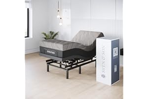 Sven & Son Harmony Adjustable Bed Base, Head and Foot Lift, Massage, Under-Bed Lights, USB, Gel Memory, Zero Gravity Smart Frame - Twin XL + 12 inch Memory Foam Matt (Medium)