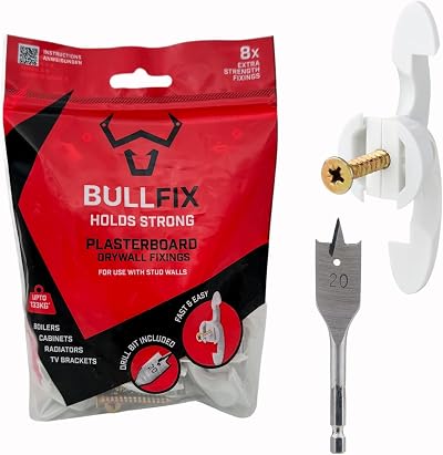 Bullfix Extra Plasterboard Fixings Heavy Duty Pack 8 Fixings 20mm Drill